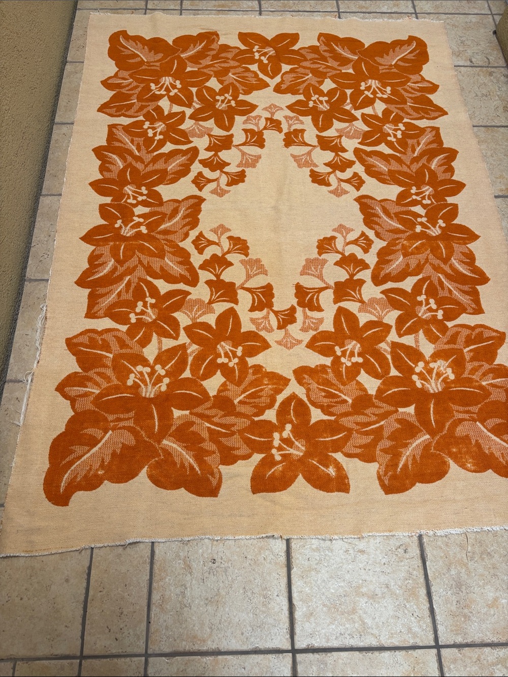 Vintage wool floral blanket